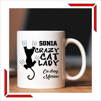 Cana personalizata - Crazy cat lady