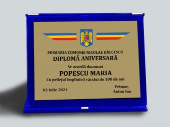 Mapa catifea cu trepied personalizata-100 de ani Diploma aniversara