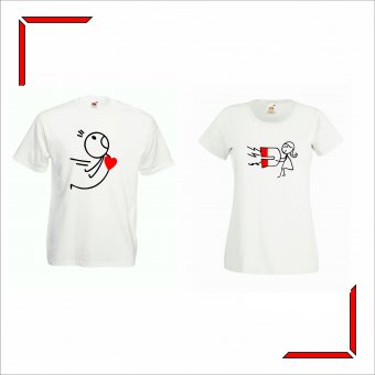 Set Tricou Personalizat- Cuplu, magnet si inima