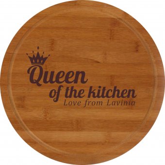 Tocator rotund lemn personalizat -Queen of the kitchen