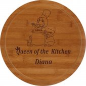 Tocator lemn rotund personalizat-Queen of the kitchen