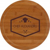 Tocator rotund lemn personalizat -Chef Alexandru