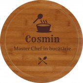 Tocator rotund lemn personalizat -Cosmin Master Chef