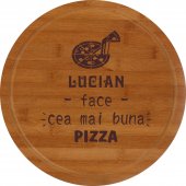 Tocator rotund lemn personalizat -Lucian face cea mai buna pizza